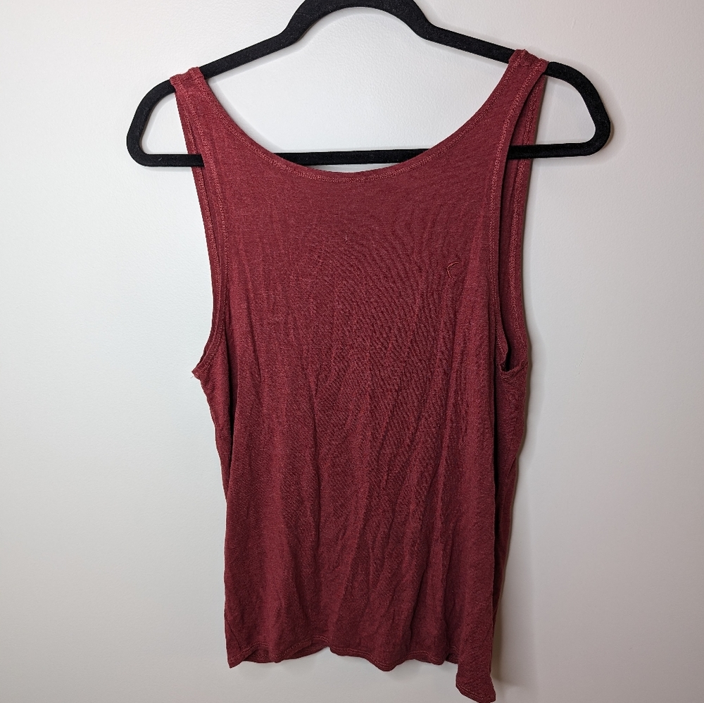 Zyia Maroon Low Back Swirl Tank with Back Twist | Size M - Picture 2 of 6